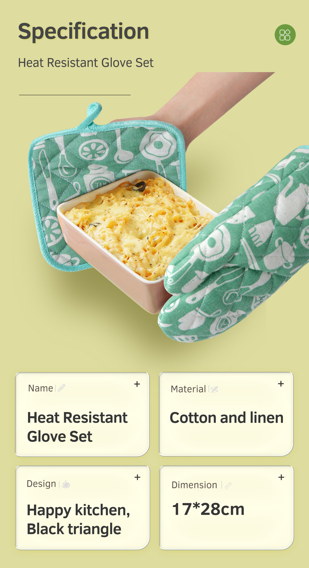 Anti-scalding Canvas Heat Resistant Glove Set-8